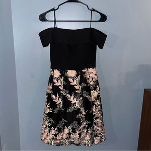black formal dress with flowers